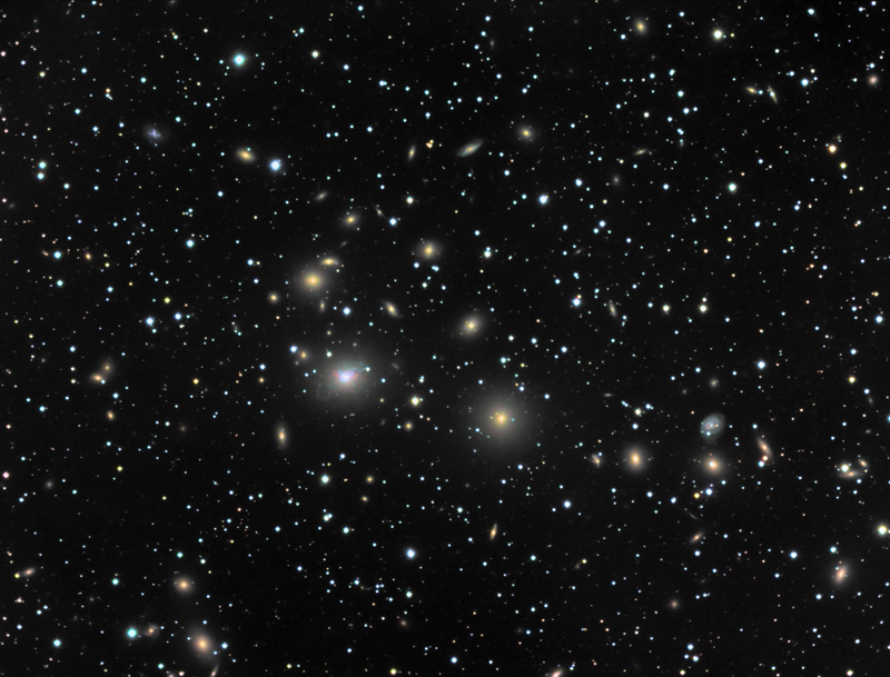 Perseus I galaxy cluster (Abell 426) Exposure times of 240 minutes luminance and 30 minutes each of red, green, and blue. 