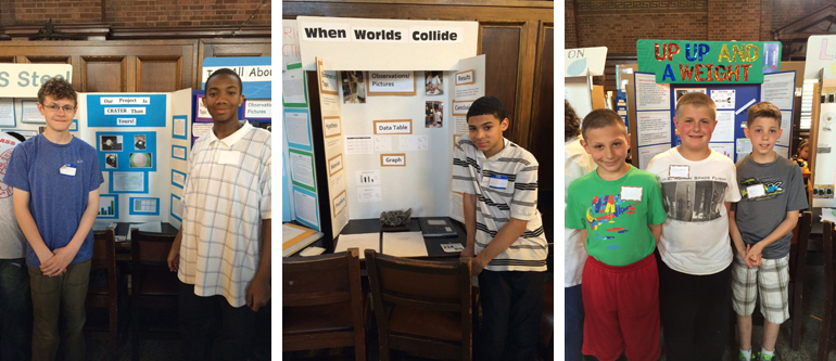 Winners for astronomy-related projects in the 2015 New Haven Science Fair.