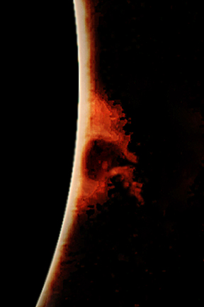 Solar images by Alan Chaniewski
An, "I don't know what you call it prominance", but it looked beautiful on the limb of the sun!. March 2006


