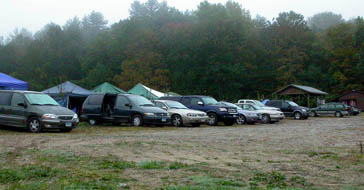 Photo by Ray Kaville
The line of cars and tents in the lower parking lot.
