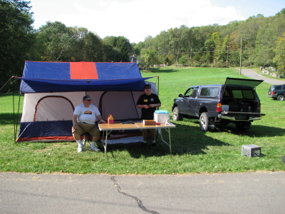 Photo by Walt Kupson
Rich Cosgrove and Bill Chellis at the entrance tent.
