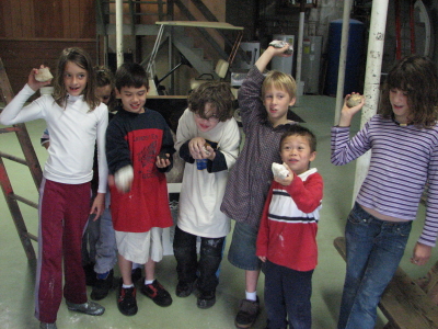 Photo by Walt Kupson
The kids and their flour covered "meteors".
