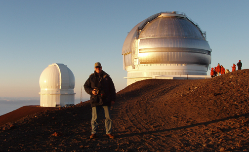 Photo by Rich Bohner
ASNH member Rich Bohner in front ofthe Mauna Kea Observatory in Hawaii.
