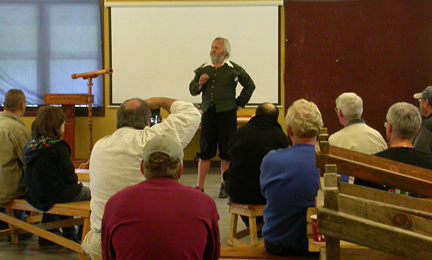 Photo by Ray Kaville
Galileo entertains a crowd by speaking English and not Italian.
