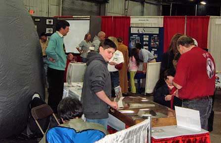 Photo by  Leo Taylor
Getting ready for another astonomy show at the Big "Y" Kids Fair, February, 2009.
