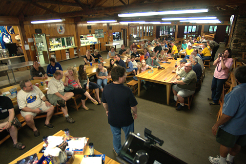Photo by Alan Chaniewski
Raffle time in the dining hall with a full crowd.
