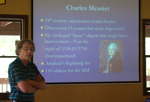 Photo by Alan Chaniewski
Tom Hoffelder explaining about a Messier Marathon.
