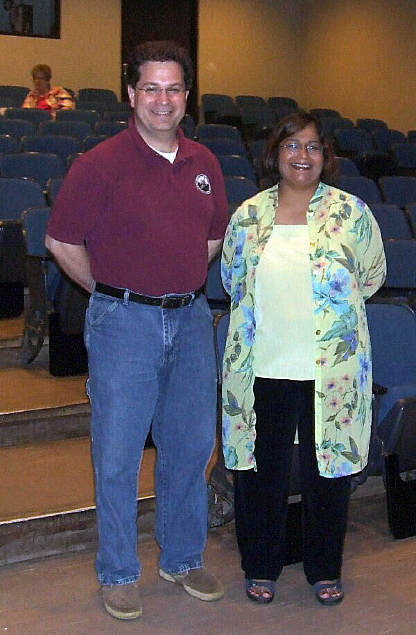 Photo by Eleanor Andujar
Dr. Sarbani Basu, Graduate Studies Professor of Astronomy at Yale University poses with President Greg Barker after a talk about the sun at the June 2007 meeting.
