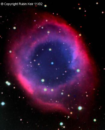 Taken by Ruben Kier at New Mexico Skies Observatory
NGC 7293 "Helix Nebula" in Aquarius
Celestron 14in SCT at f/10 SBIG ST-1001E
Exposures totaling 43.5 min

