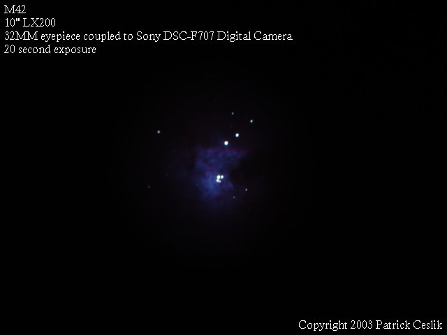 M 42 taken by Patrick Ceslik
