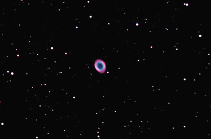 M 57 "Ring Nebula" taken by Alan Chaniewski
Shot with a 10 in SCT at 1200mm at f/6.3 and Canon 20D at 800 ISO
20 x 1.0 minute frames, combined in ImagesPlus and PS 7.0

