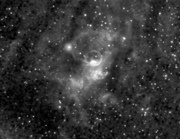 Images taken at Leo Taylor's Elizabeth Observatory
NGC 7635h "Bubble" Nebula in Cassiopiea
Taken with Stellarvue Nighthawk, SBIG ST-7E, Ha 60

