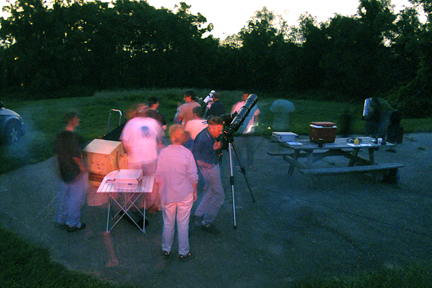 Photo by Alan Chaniewski
Hosted by the Connecicut Department of Enviromental Protection ASNH held their first public outreach gathering at the Osborndale State Park in Derby, Ct. Approximately 50 people from around the area showed up to view through 
members telescopes from 8:30pm till 11:00pm.
